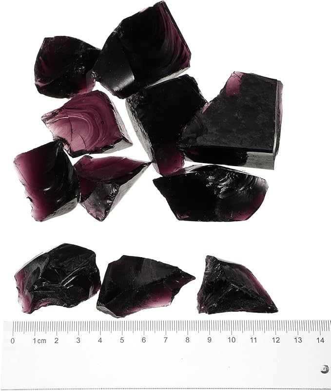uxcell Fire Glass for Fire Pit, 3-5cm(1-1/5"to 2") High Luster Reflective Glass Rocks for Natural or Propane Fireplace, Safe for Outdoors and Indoors Fire Pit Glass, Purple, 400g/14oz