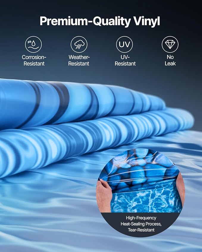 VEVOR 18-ft Round Above Ground Pool Liner, Unibead Pool Liners, Standard Gauge, 52inch Wall Height, Designed for Steel Sided Above-Ground Swimming Pools