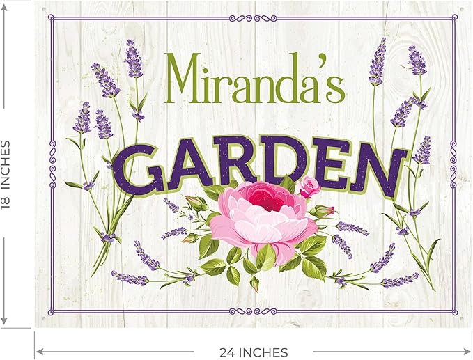 Custom Garden Sign, Present, Personalized Name/Text for Backyard Décor Sign, 18x24 Inches, Rust Free .063 Aluminum, Fade Resistant, Made in USA by Sigo Signs