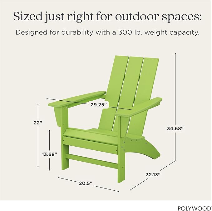 POLYWOOD AD420LI Modern Adirondack Chair, Lime