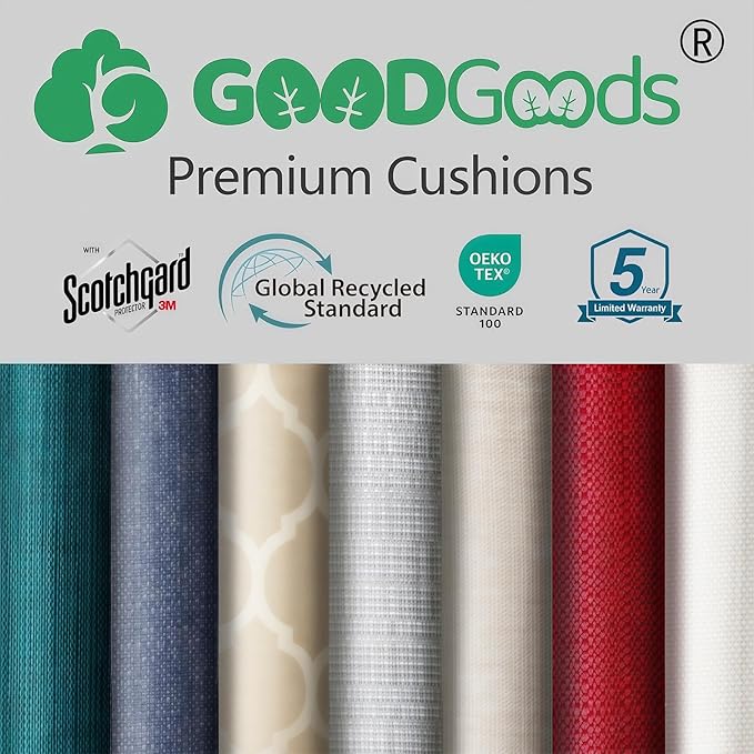 Goodgoods 24 x 24 Outdoor Patio Deep Seat Cushions 2-Pack, 1000+ Hours Fade-Resistant & Water-Resistant Outdoor Furniture Chair Cushions with 30D High-Resilience Foam for Sofa Chair, Stone Gray