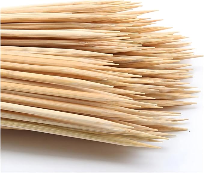 200PCS 8 inch Bamboo Skewers for wooden sticks， BBQ，Appetiser，Fruit，Cocktail，Kabob，Chocolate Fountain，Grilling，Kitchen，crafting and Party. Φ=3mm, More Size Choices 6"/8"/10"/12"/36"