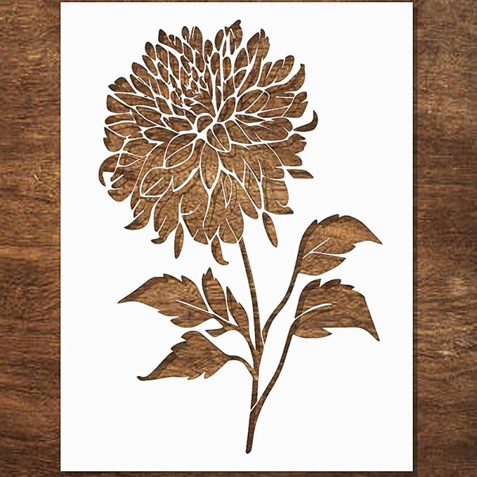 Dahlia Stencil - Flower Stencils for Painting on Wood, Canvas, Paper, Fabric, Wall, Furniture - Stencils for Crafts Reusable for Art, Cards, Journaling & Pattern Template -Floral Stencil (6x8 inch)