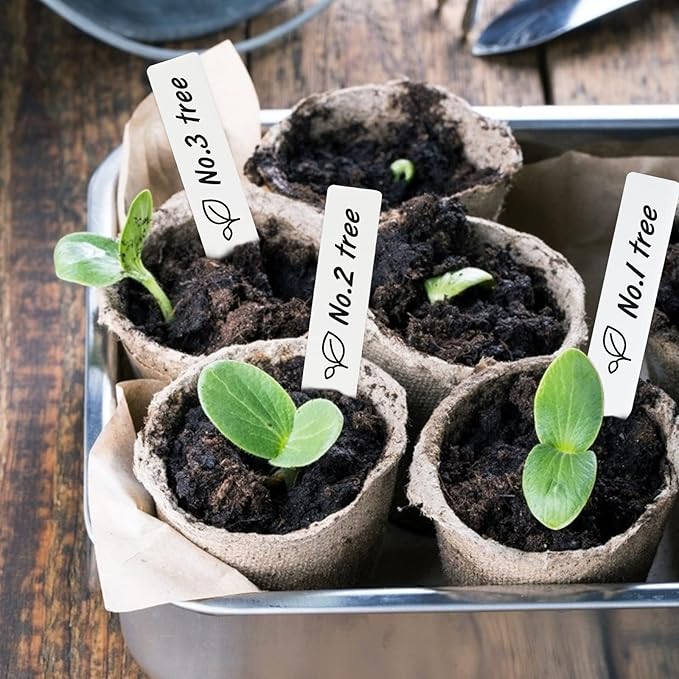 KINGLAKE GARDEN 200 PCS 4'' Plastic Plant Labels - Plant Tags for Seedling Garden Markers Vegetable Gardening Tags for Outdoor Indoor Potted Plants with Permanent Marking Pen