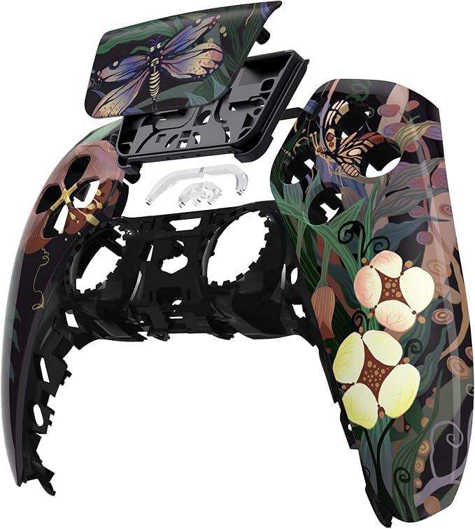 eXtremeRate Mysterious Garden Touchpad Front Top Shell Compatible with ps5 Controller BDM-010 020 030 040 050, DIY Replacement Shell Custom Touch Pad Cover Compatible with ps5 Controller