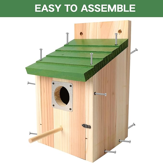 Bird Houses for Outside with Copper Guard, Thicken Cedar Wooden Nesting Box - Fit Bluebird, Finch, Swallow, Wren, Chickadee - Outdoor Garden Country Cottage Decor, Assembly Required