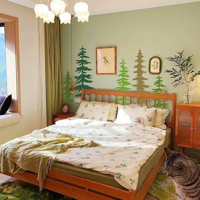Forest Tree Stencil Set Large Pine Tree Stencils for Painting on Wood Reusable Forest Tree Mural Templates for Wall Garden Fence Window Furniture