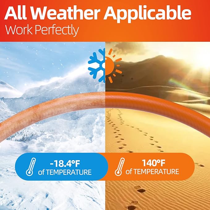 SPECILITE Garden Water Hose 25 ft x 5/8 in Heavy Duty, Flexible and Lightweight, Burst 600 psi, Kink-less Hybrid Rubber Pipe for Backyard, 3/4'' Brass Fittings, Orange