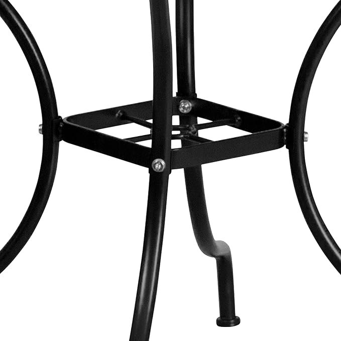 Flash Furniture Oia 5-Piece Commercial Grade Steel Patio Table and Chairs Set, Outdoor Dining Set with Square Table and 4 Round Back Chairs, Black
