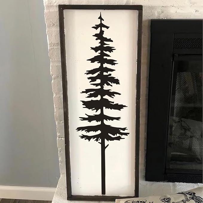 Large Stencils for Painting on Wood Fence Giant Wall Stencils Reusable Templates for Garden Fence Window Wall Furniture Mural (Pine Tree)
