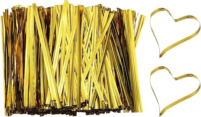 PATIKIL Bag Twist Ties 4 Inch, 800 Pcs Metallic Bread Ties for Treat Plastic Bags Gift Wrapping Candy Coffee Bag Plant Party Cake Favor, Gold