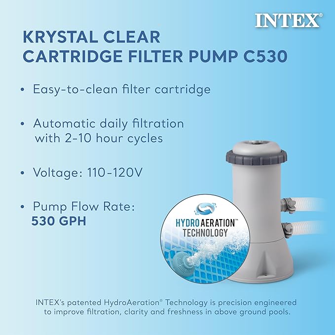 Intex 15' x 33" Easy Set Inflatable Ring Top Round Above Ground Swimming Pool with Cover and Krystal Clear Cartridge Filter Pump