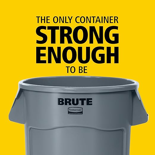 Rubbermaid Commercial Products Brute Heavy-Duty Round Vented Trash Can Without Lid, 55-Gallon, Red, for Landscapers/Construction/Restaurant/Stadium/Back of House/Office/Warehouse/Home