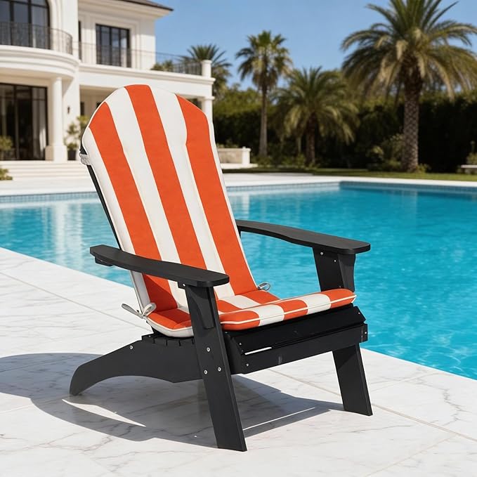 Adirondack Chair Cushions Set of 2 Outdoor Rocking Chair Cushions, Water-Resistant, Fade Resistant 50x20 Inch High Back Patio Replacement Cushions, Red White Stripe