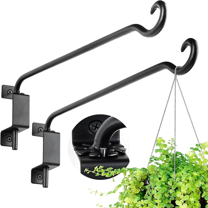 AJART Bird Feeder Hangers Outdoor: Swivel Hanging Plant Bracket for Wall Mount 12 Inch - 2 Pieces Hummingbird Feeder Hook for Flower Basket