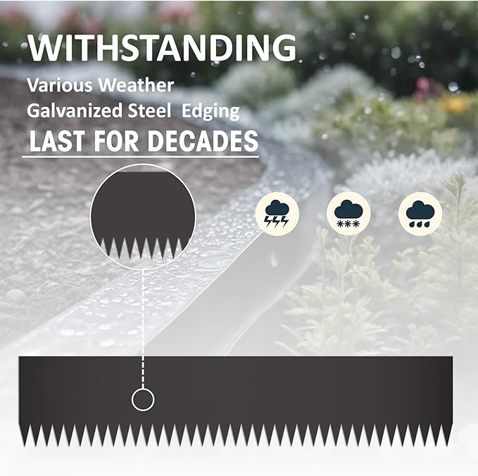 20ft. 6-Pack Galvanized Steel Landscape Edging - 40" L x 6" H Lawn Edging with 6 Stakes, Hammer-in Metal Garden Border for Landscaping, Lawn & Yard (Black)