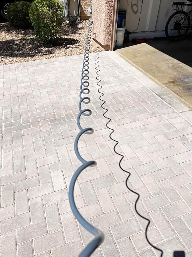 SANFU PU Recoil Garden Water Hose 3/8"ID(9.5 x 12.7mm) x 10ft Premium with 3/4"Inch Brass Fittings Retractable, Outdoor Patio Hose Marine&Boat, Gray(10')