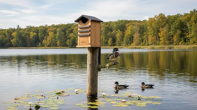 Cedar Screech Owl House Box, Squirrel House Nesting Shelter, Large Cedar Bird House for Outside, Rustic Big Birdhouse,Nesting Shelter Nester Heavy Duty, Stainless Steel Perch,Assemble Needed