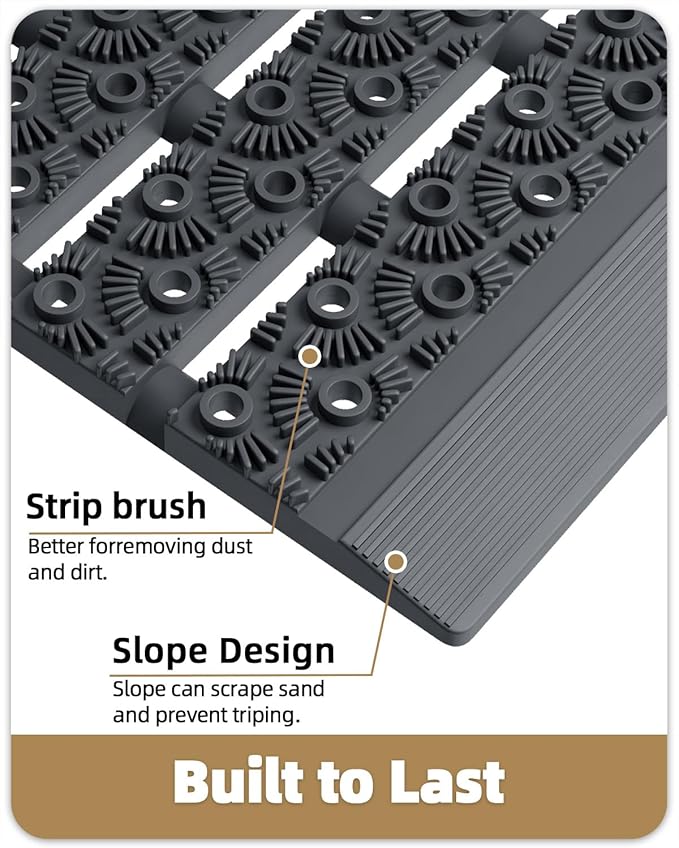 Color&Geometry Outdoor Mats for Front Door All Weather, 19"x30" Non Slip Low Pile Outside Door Mats, Dirt Trapping Waterproof Doormat Entrance, Grey Welcome Matt