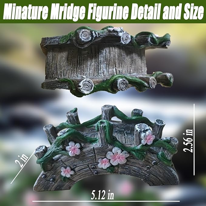 MUAMAX Fairy Garden Bridge Mini Bridge for Fairy Garden Flower Bridge Resin Arched Artificial Little Bridge Micro Landscape Bridge for Dollhouse Ornaments Fairy Garden Accessories