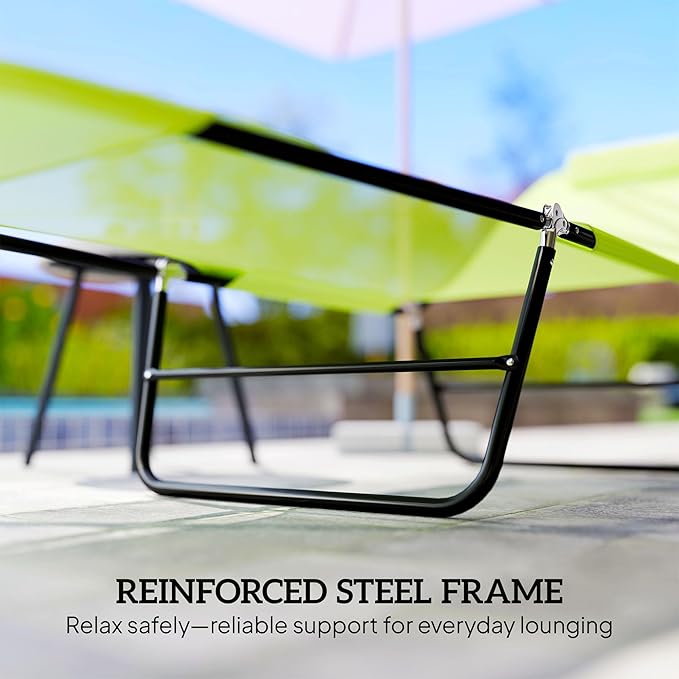 Outsunny Folding Chaise Lounge Chair, Pool Sun Tanning Chair, Outdoor Lounge Chair with Reclining Back, Breathable Mesh Seat, Headrest for Beach, Yard, Patio, Green