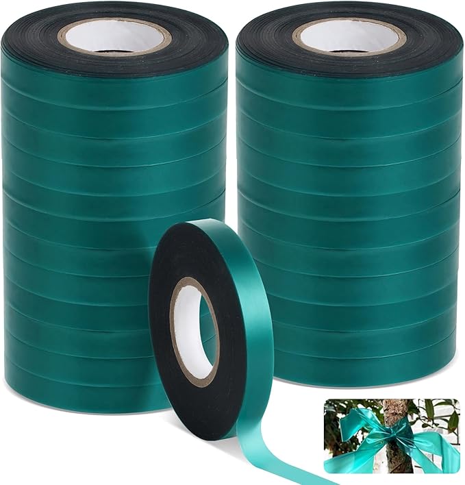 Homaisson 24 Rolls Stretch Tie Tape, 147.6 Feet 0.5 Inch Garden Tie Tape, Garden Vinyl Stake, Stretchy Soft Vinyl Tape for Indoor Outdoor Plants, Patios, Vegetable Fields, Orchards