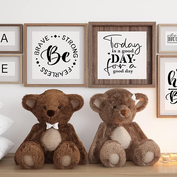 Word Stencils for Painting On Wood Sign Canvas Fabric, Reusable Welcome Farmhouse Burning Inspirational Art Craft Paint Stencil for Shirt Family Furniture Wall Card Making (20 Word 4in)