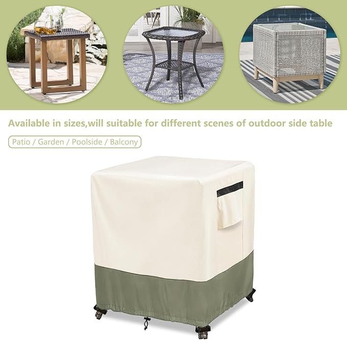Outdoor Ottoman Cover 22 W x 22 D x 18 H inches,600D Heavy Duty Waterproof Patio Ottoman Cover,Patio End Table Covers