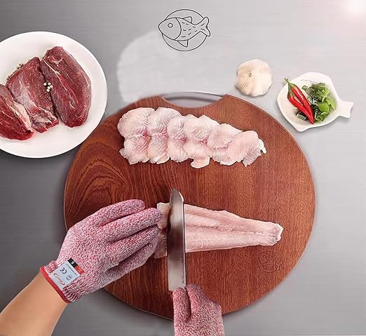 Cutting Gloves, 2 Pairs of Cut Resistant Gloves Food Grade, Cut Resistant Gloves for Kitchen, Oyster Shucking, Fish Fillet Processing, Carving Wood and Gardening(Medium-Red)