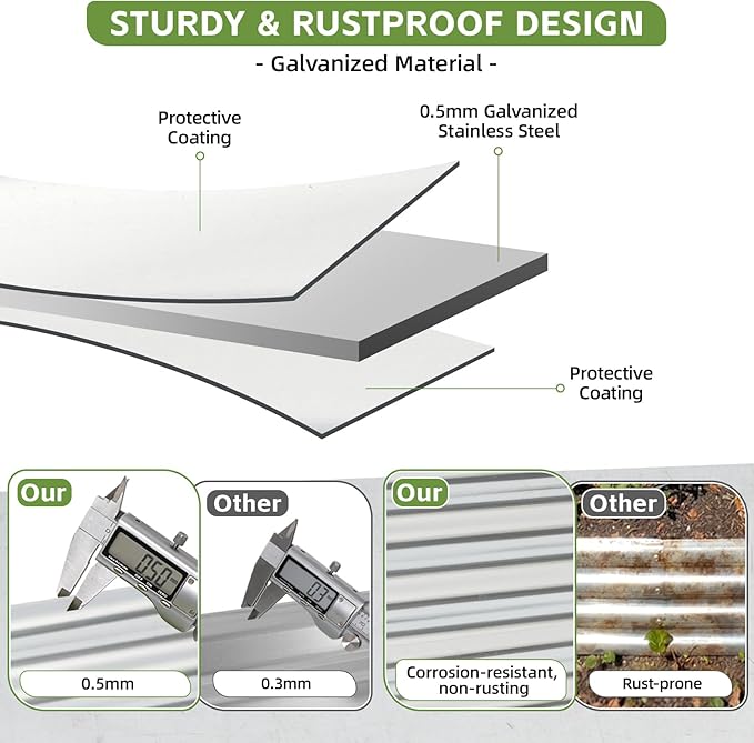 4x2x2ft (2 Pack) Raised Garden Bed - Galvanized Deep Root Planter Boxes Outdoor with Wing Nuts and Safety Edges for Gardening Vegetables, Flowers, Herbs, Succulents - Silver