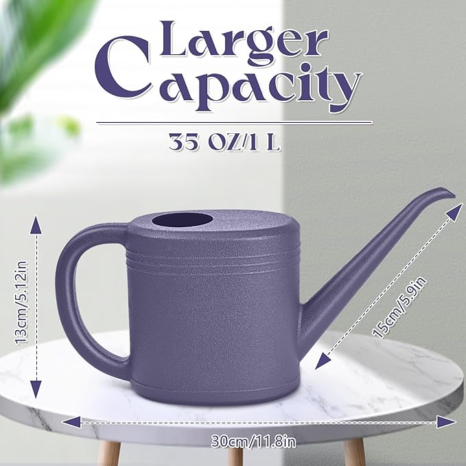 Plastic Watering Can for Plant Garden - with Long Stem - 1/4 Gallon - Purple
