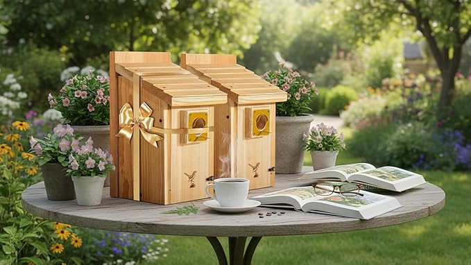 Premium 2pk XXXLL Bluebird Houses for Outside,Heavy Duty Western Red Cedar Audubon Bird House for Outdoor,Wall Pole Mountable,1.5” Metal Guard Hole 13/16" Thick, Assembling Need, 2026 Updated Version