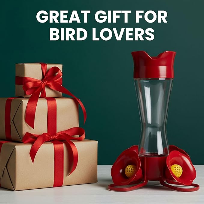 Perky-Pet 203CPBN Glass Hummingbird Feeder for Outdoors with Perches, Ant Moat, Bee Guards - Pack of 1