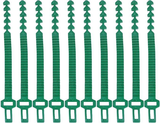 GEZICHTA 10 PCS Tree Stake Support Bands, Heavy Duty Adjustable Interlock Tree Plant Ties, Reusable Garden Plants Shrub Ties 9.4 inch(Green), free size