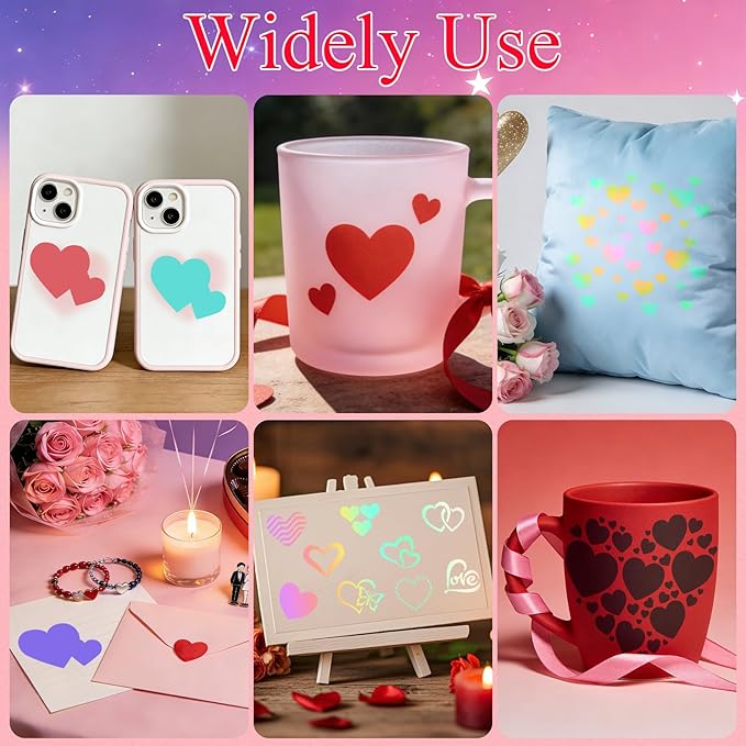 12 PCS Love Heart Stencils for Painting - Different Size Love red Heart Reusable Valentine's Painting Templates on Wood, Glass, Fabric, Window Door Decor DIY Decoration