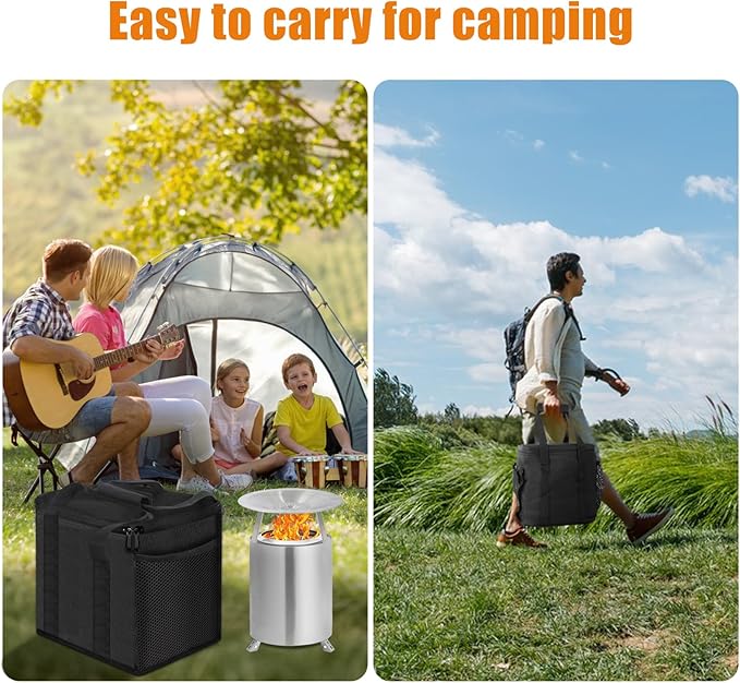 9'' Fire Pit Bag for Solo Stove Mesa & Accessories, Carry Bag for Solo Stove Mesa & Heat Deflector, Portable Fire Pit Storage Case for Travel & Camping, 3-Layer 600D Oxford Cloth, Waterproof