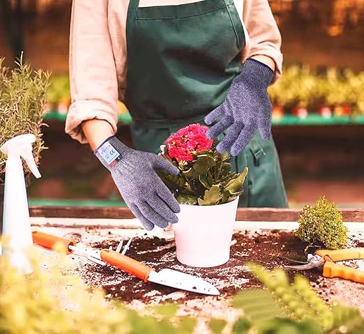 Cut Resistant Gloves, 2 Pairs of Cut Proof Gloves for Kitchen, Oyster Shucking, Fish Fillet Processing, Carving Wood and Gardening (Large-Violet)