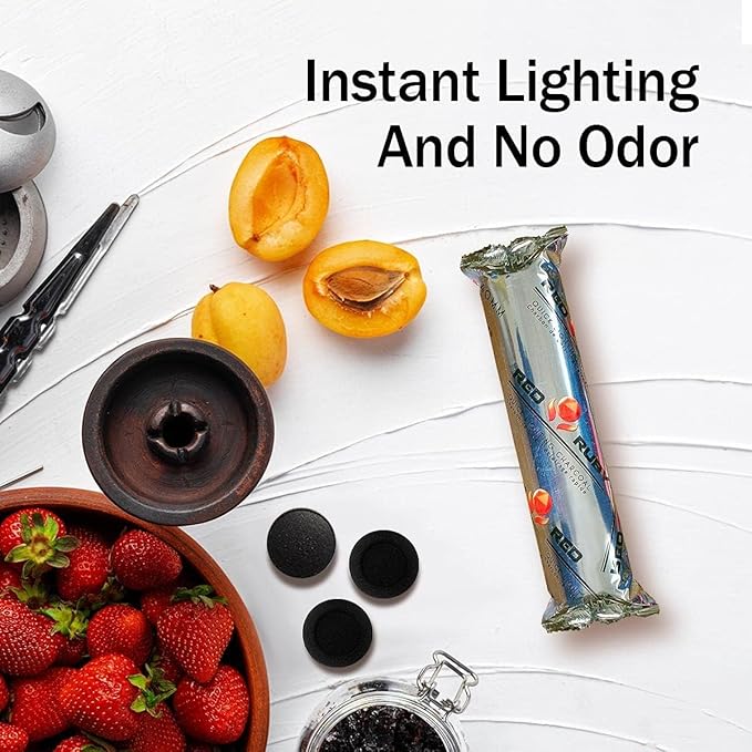 Coal Disks for Incense - Pack of 200 Coal Briquettes - 20 Rolls of 10 Tablets - Quicklighting - Slow Burning