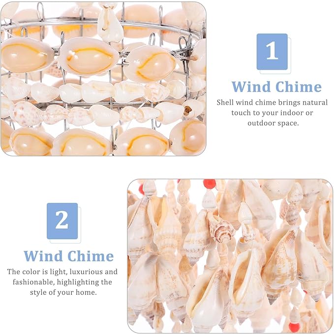 BESPORTBLE Hanging Shell Wind Chime Handmade Nautical Wind Chimes Creative Seashell Pendant Decoration Outside Patio Yard Garden Hanging Ornament Home Decor Beach Decor (23.5 Inch)