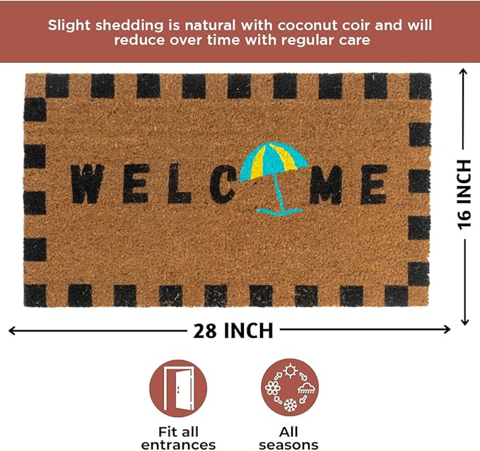 Folkulture Welcome Matt Outdoor | 16 x 28 Door Mats for Front Door Mat Outside Entrance | Eco Friendly | Welcome-Mats Cute | Coir Door Mats | Outdoor Decor for Home | Durable & Anti Slip