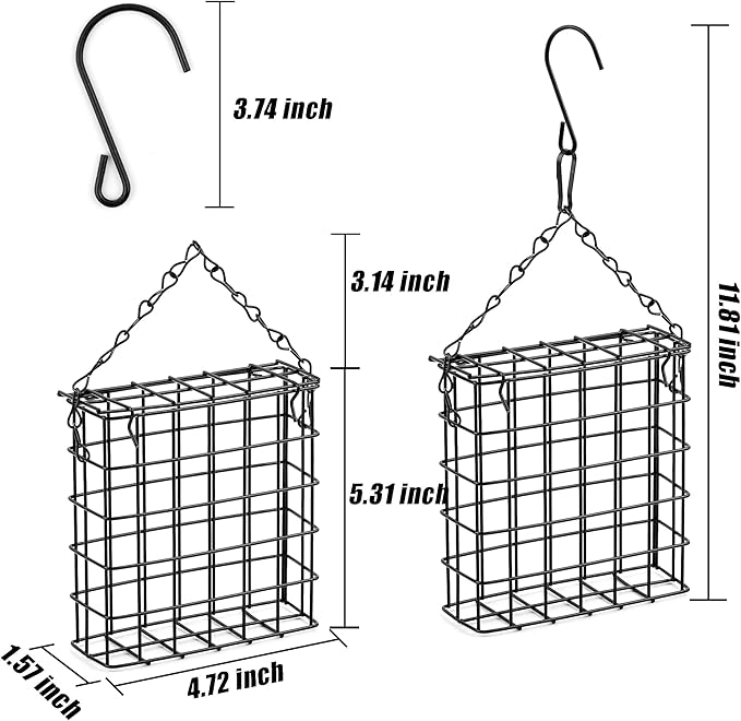 2Pcs Suet Bird Feeders, Outdoor Garden Cages for Outside Hanging, Single Suet Cake, One Suet Capacity