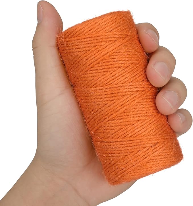 KINGLAKE Natural Jute Twine - 328 Feet, Durable Packing String, Orange