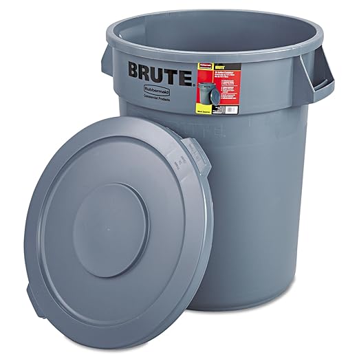 Rubbermaid Commercial RCP 8632-92 GRA Brute Container All-Inclusive, Round, Plastic, 32 gal, Gray