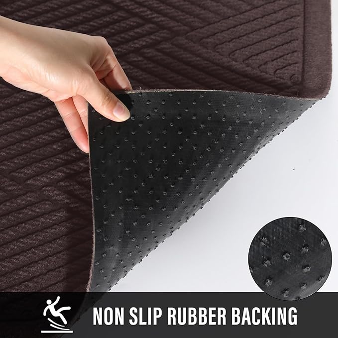 Sturdy Front Door Mat, Absorbent Muddy Dirt Resist Welcome Door Mats Outdoor Indoor, Stain and Fade Resistant, Non-Slip Rubber Backing Low Profile Doormat for Entryway, 60×36, Coffee