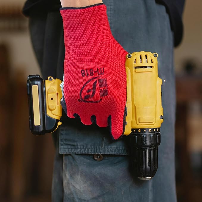 100 Pack Gardening Gloves Bulk for Men Women, Breathable Nitrile Rubber Coated Garden Gloves Dipped Gripping Work Gloves for Construction, Gardening