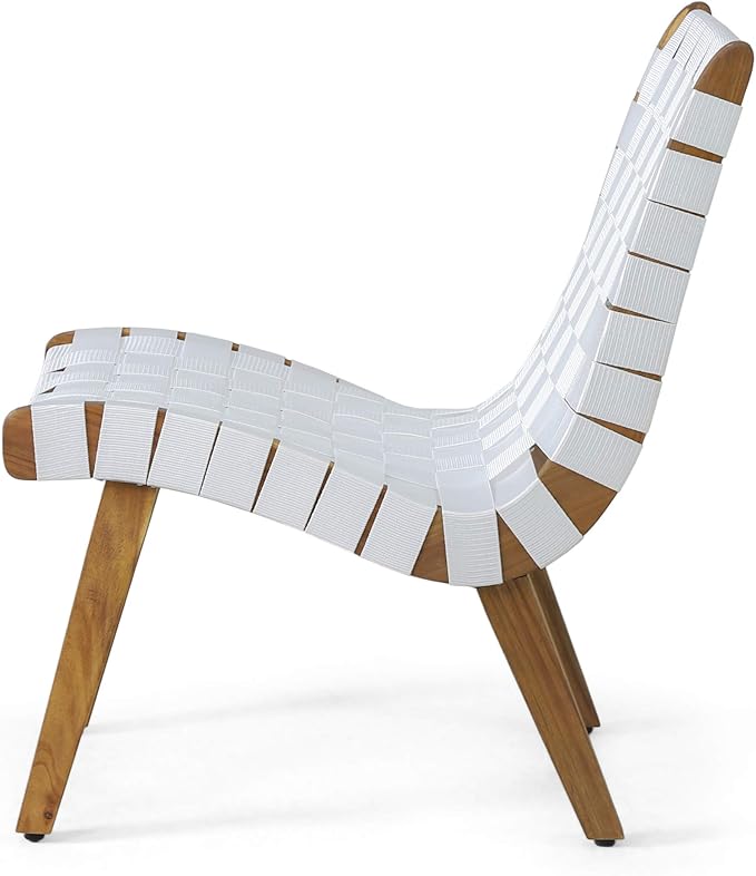 Christopher Knight Home Charlotter Outdoor Lounge Chair, White + Teak