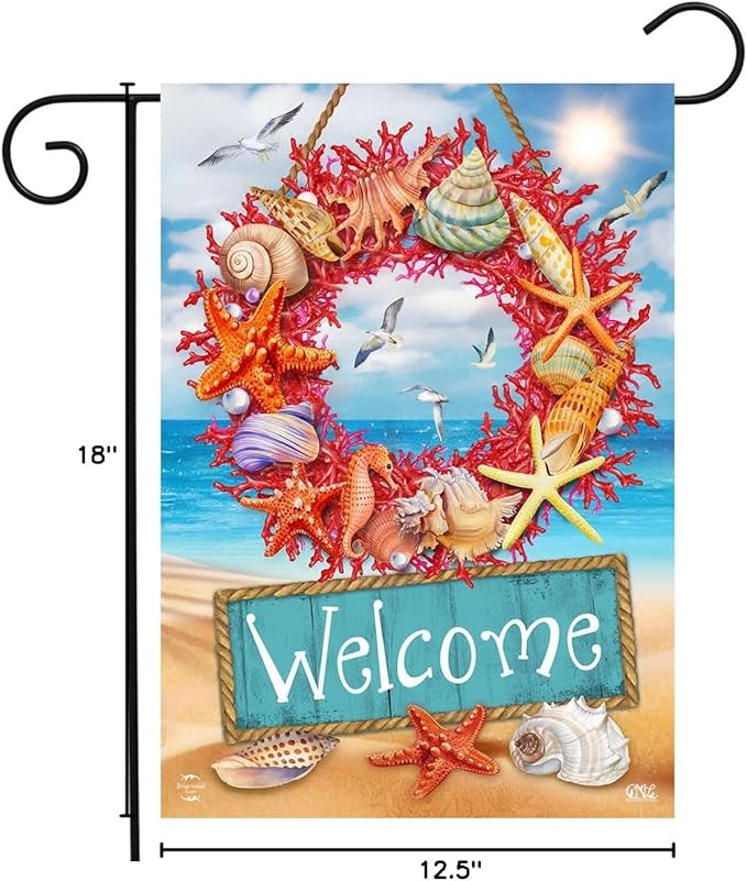 Briarwood Lane Coral Wreath Garden Flag