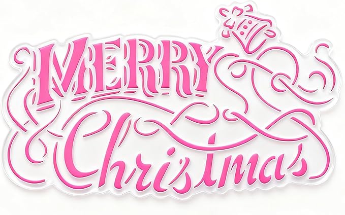 TIAMECH A4 Reusable Merry Christmas Stencil for Painting - Winter Holiday Words & Jingle Bell Layering Template, DIY Wall Art, Wood Furniture, Scrapbook & Crafts (8.3x11.7inch)