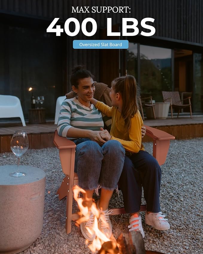 BRIOPAWS Adirondack-Chairs-Set of 2 | Fire Pit Chair | Oversized | HDPE Plastic | Weather Resistant | for Deck Outdoor Poolside Campfire | Teak