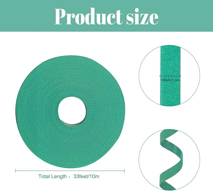 Garden Tie Green Tape - 1/2" 264ft Garden Plant Ties - Plant Twist Tie for Plant Gardening, Home, Office (8 Pack)